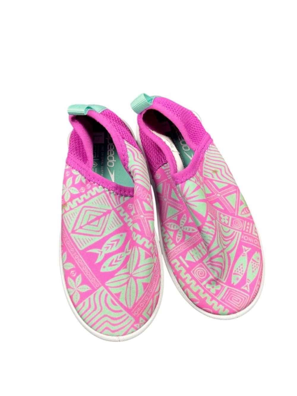 Speedo Kids Girls Water Shoes Pink Green Tropical Slip On Beach Pool Size 9/0
